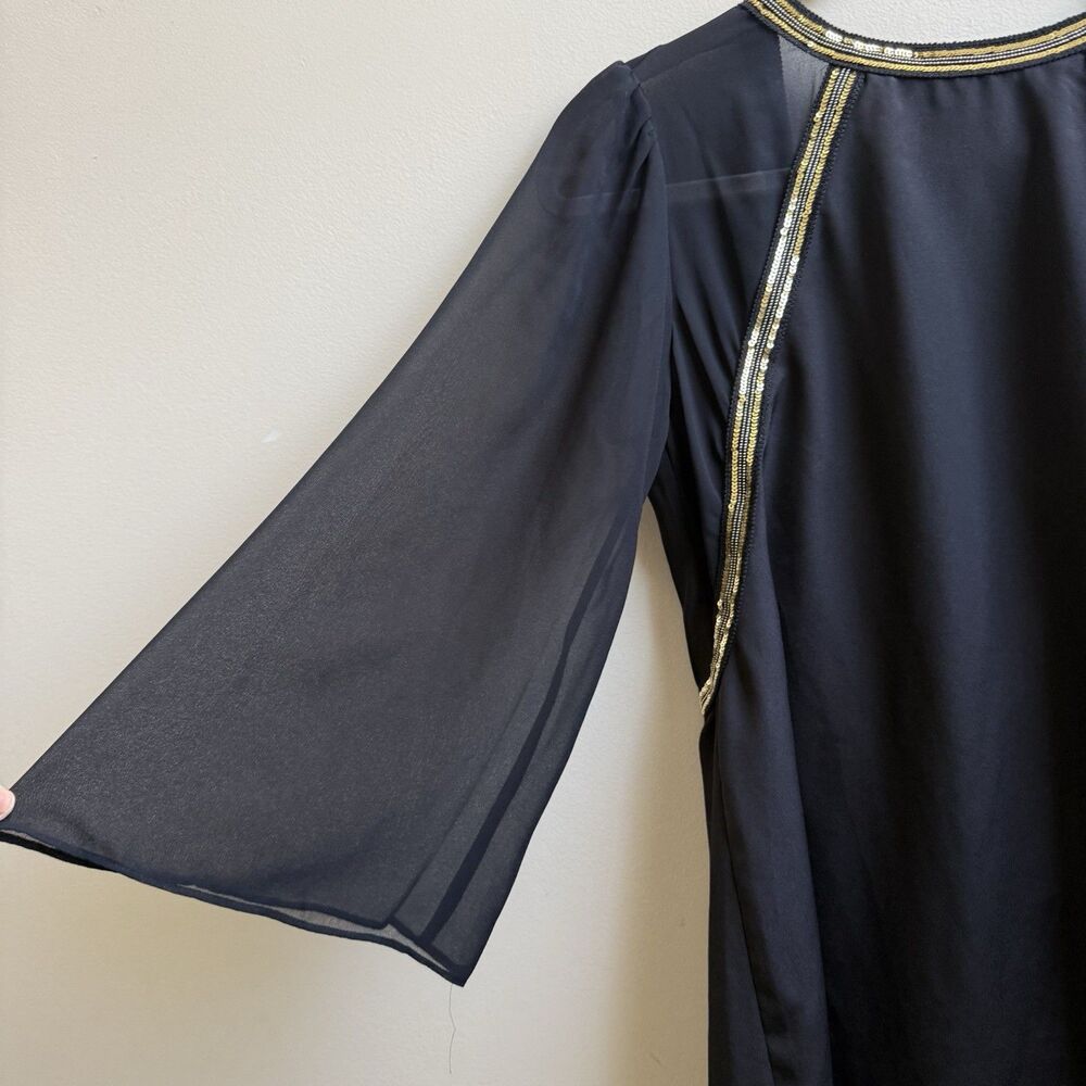 Bcbgeneration Black Gold Sequin Neck Plunging Bac… - image 3